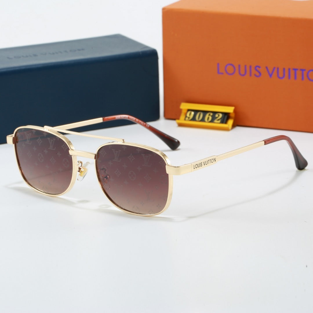 Louis vuitton Metal Double Bridge Square Sunglasses with Monogram Temples  9062 Square