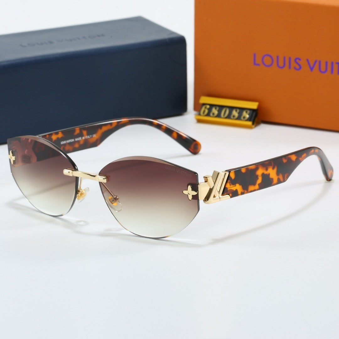Louis vuitton Rimless Cat-Eye Sunglasses with Side Metal Logo 68088 Cat-Eye