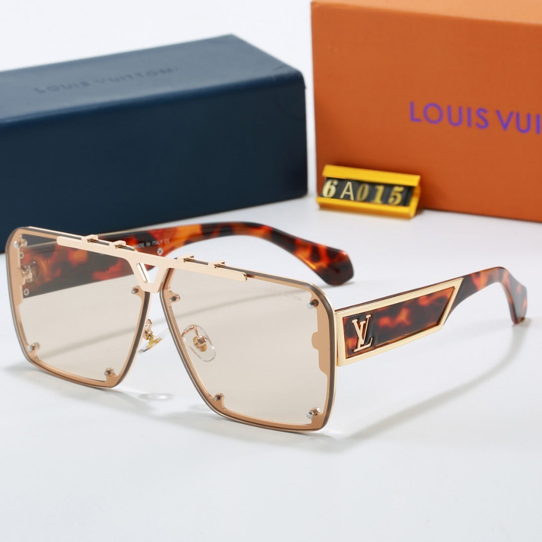 Louis vuitton Metal Oversized Frame Sunglasses with Side Metal Logo 6A015 Square