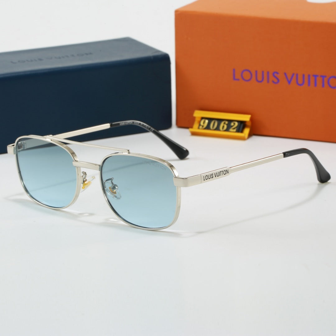 Louis vuitton Metal Double Bridge Square Sunglasses with Monogram Temples  9062 Square