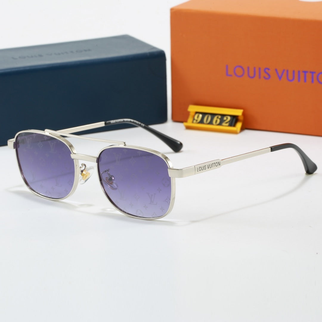 Louis vuitton Metal Double Bridge Square Sunglasses with Monogram Temples  9062 Square
