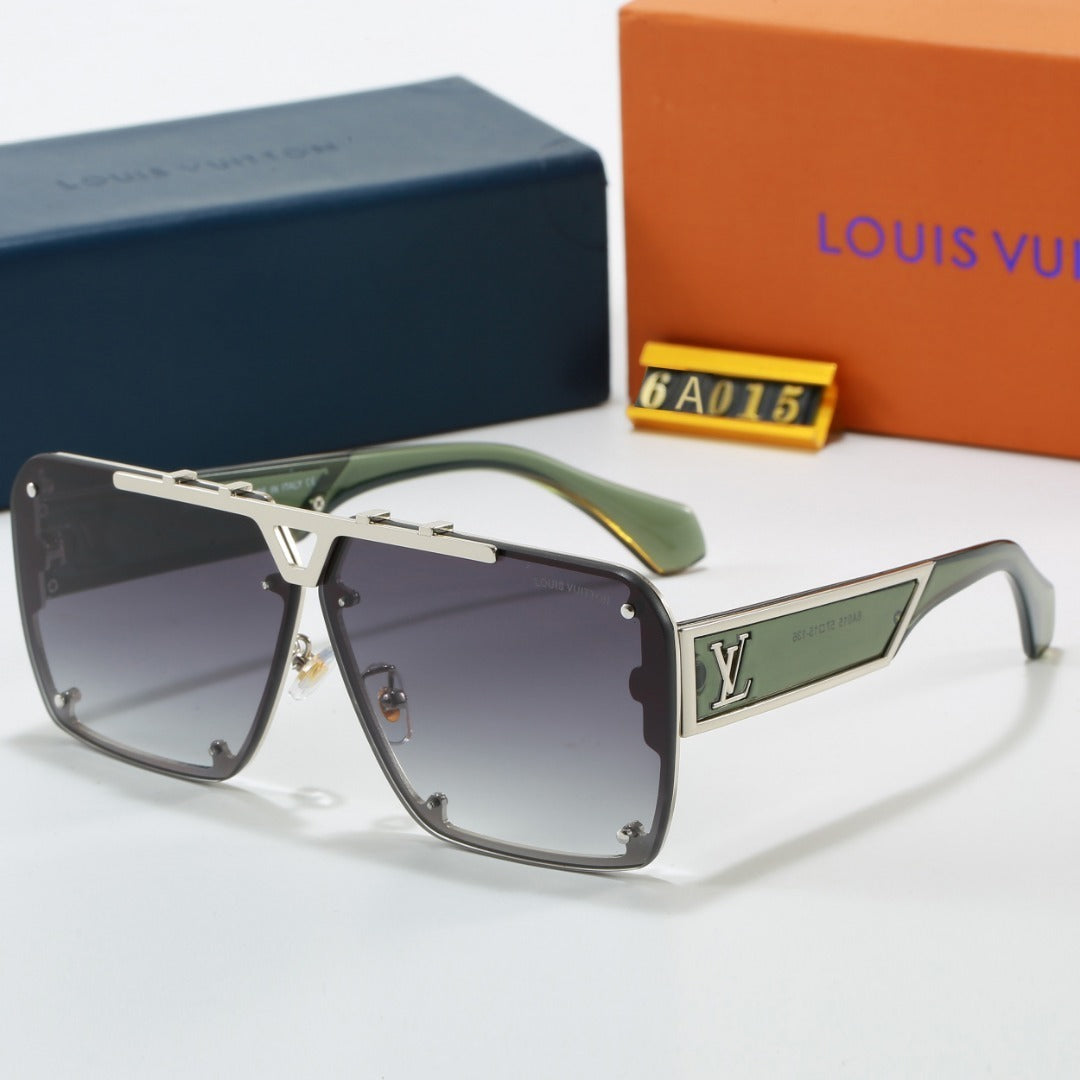 Louis vuitton Metal Oversized Frame Sunglasses with Side Metal Logo 6A015 Square