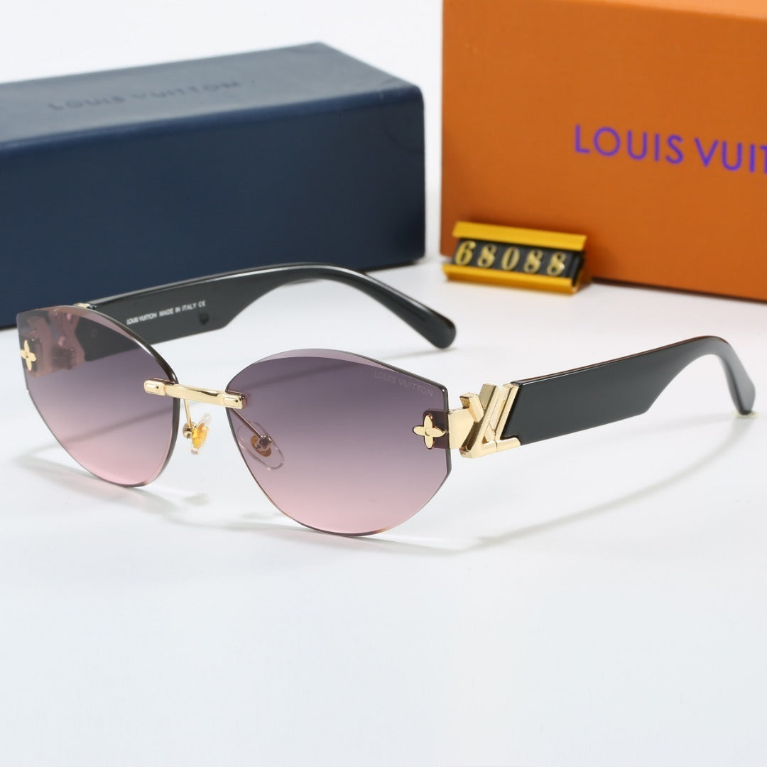 Louis vuitton Rimless Cat-Eye Sunglasses with Side Metal Logo 68088 Cat-Eye