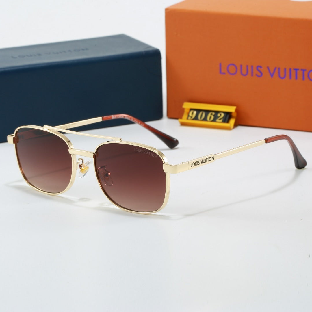 Louis vuitton Metal Double Bridge Square Sunglasses with Monogram Temples  9062 Square
