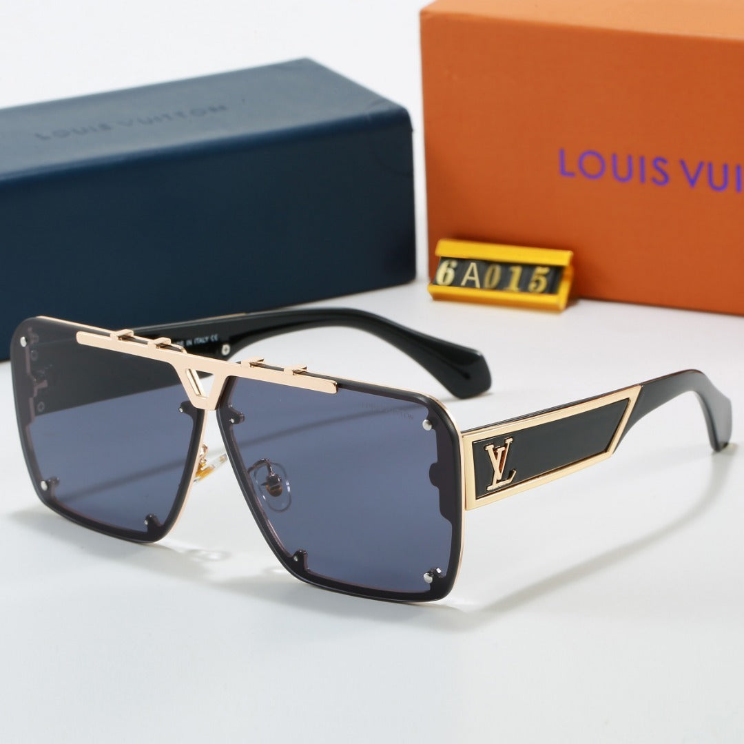 Louis vuitton Metal Oversized Frame Sunglasses with Side Metal Logo 6A015 Square