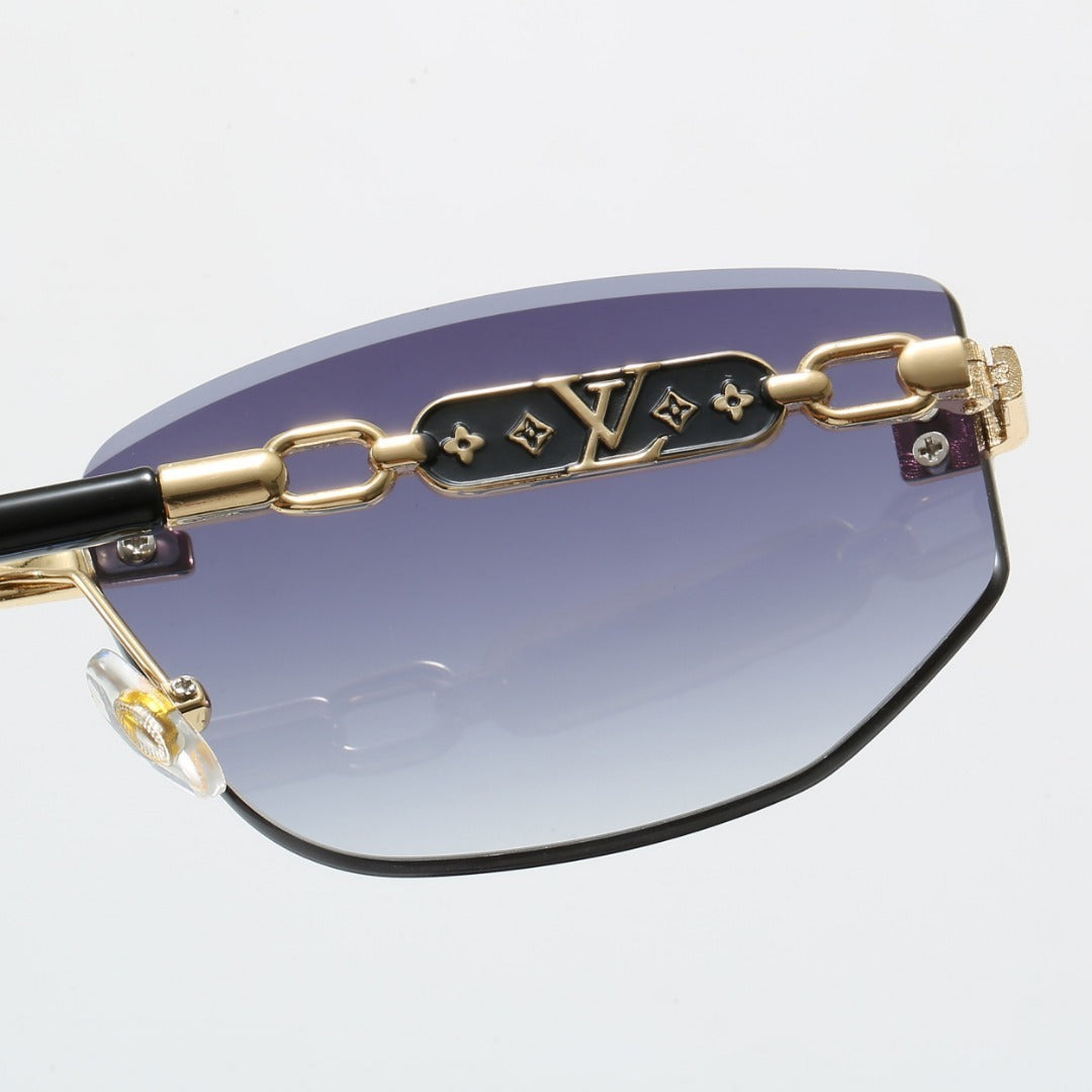 Louis vuitton Rimless Polygon Sunglasses with Monogram Details  68089 Mixed