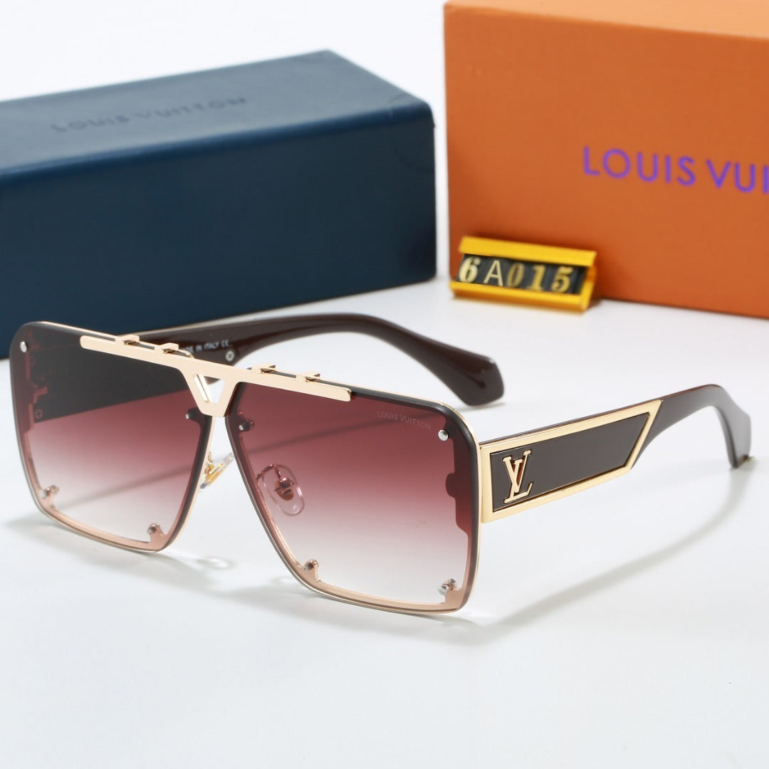 Louis vuitton Metal Oversized Frame Sunglasses with Side Metal Logo 6A015 Square
