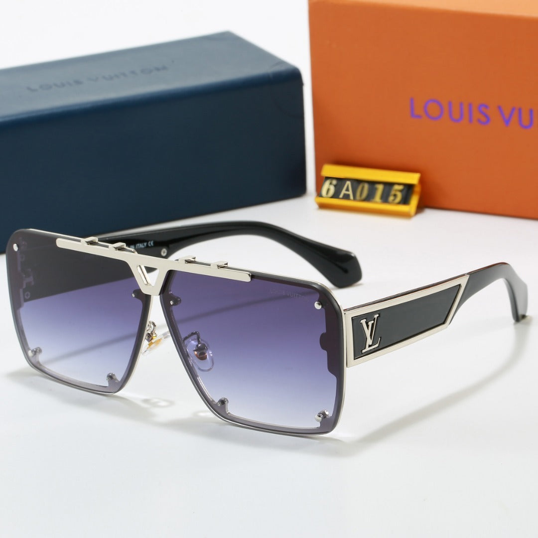 Louis vuitton Metal Oversized Frame Sunglasses with Side Metal Logo 6A015 Square